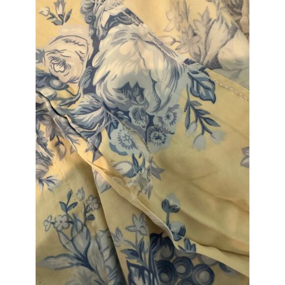 Vintage Lauren Ralph Lauren yellow blue rose French Floral flat Queen Bed Sheet - Picture 5 of 6